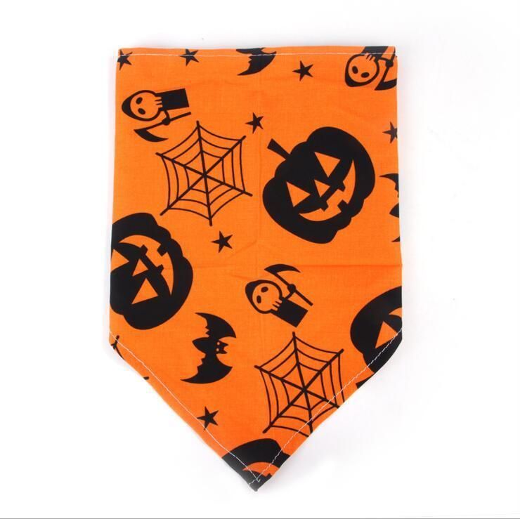 Halloween Triangle Pet Scarf Pumpkin Ghost Pets Bibs Accessories Dog Bandanas