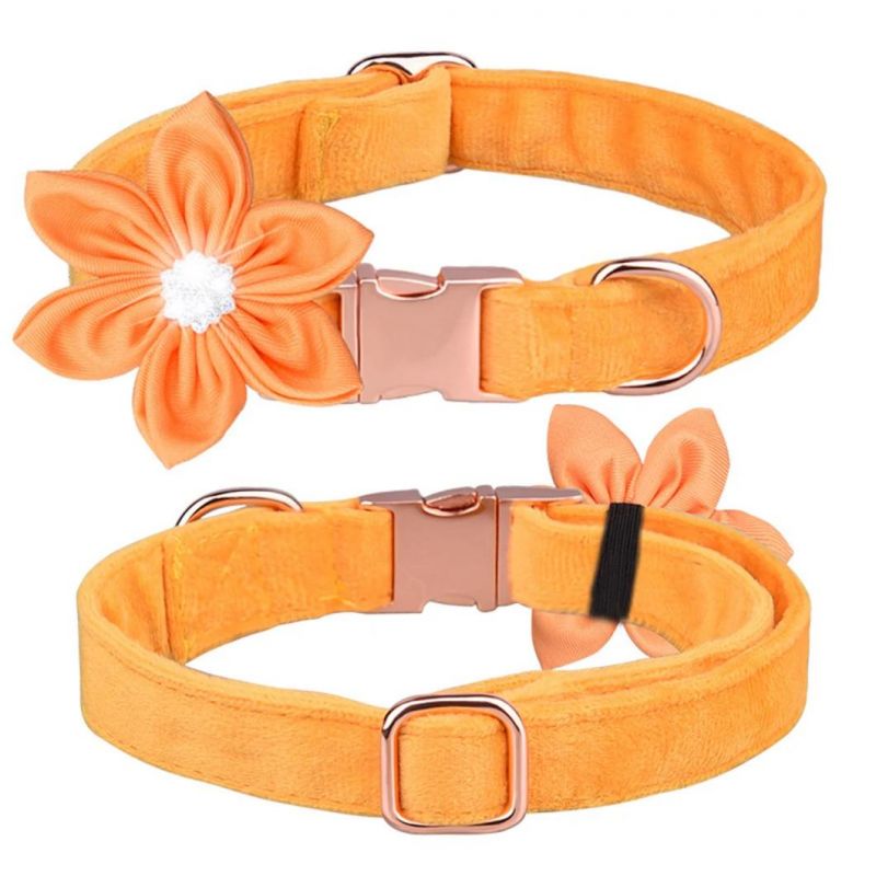 Dog Collar Set Dog Leash Hexapetalous with Rhinestone Design