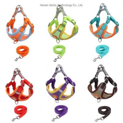 Soft Dog Harness Triple Layered Breathable Mesh Adjustable Chest Belt and Quick-Release Buckle