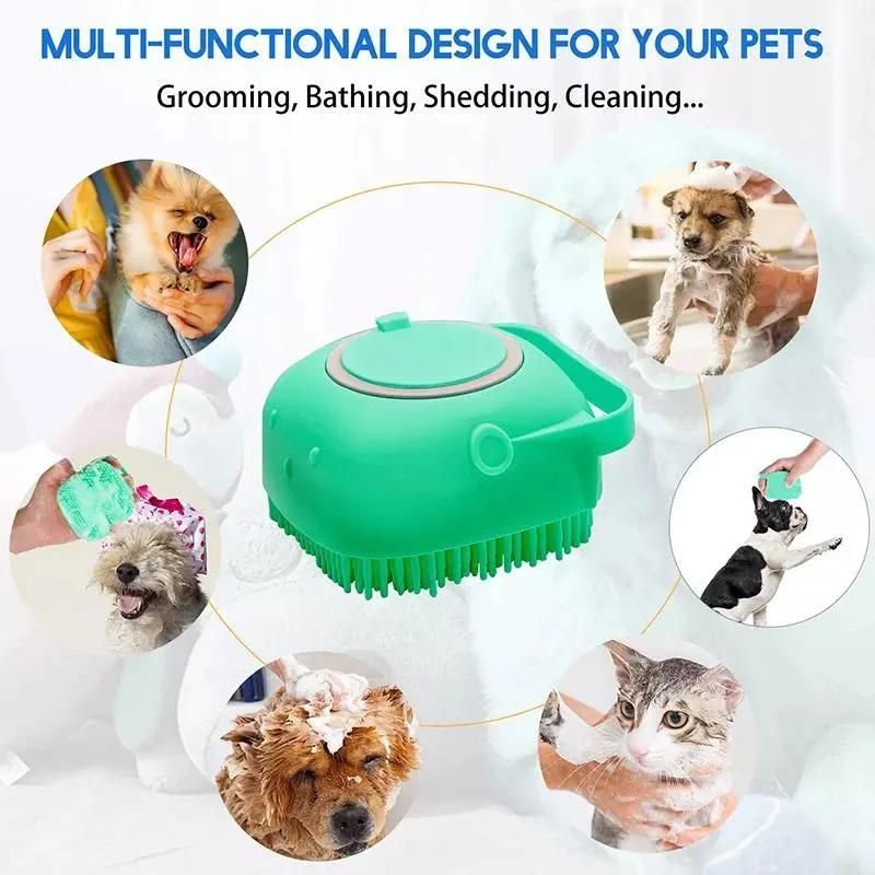 Pet Shampoo Bath Brush Massage Dog Cat Horse Rubber Comb