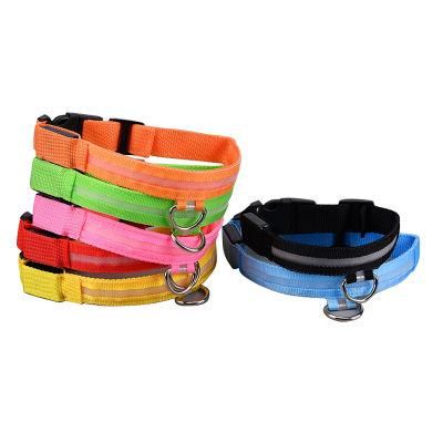 USB Cable Rechargeable Glow Flashing Light Pet Collar Adjustable LED Dog Collar