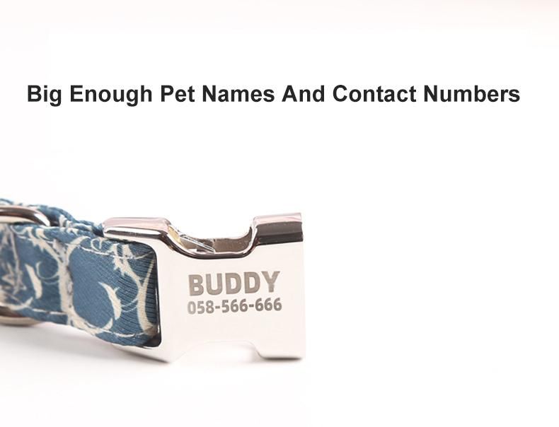 Customized Pattern Unique Style, Pet Collar Adjustable Reflective Nylon Dog Collar with Name Plate/
