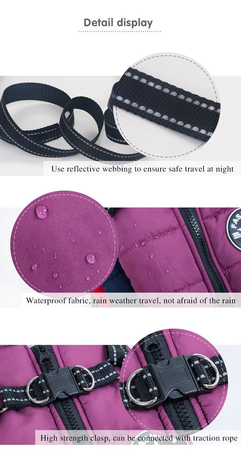 Dog Coat Jacket with Harness for Small and Medium Dogs Waterproof Dog Coat Jacket Warm Padded Puffer Pet Dog Puppy Clothes Vest