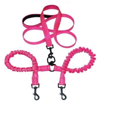 Strong and Durable Nylon Double Dog Leash with Night Reflective Strap for 2 Dogs