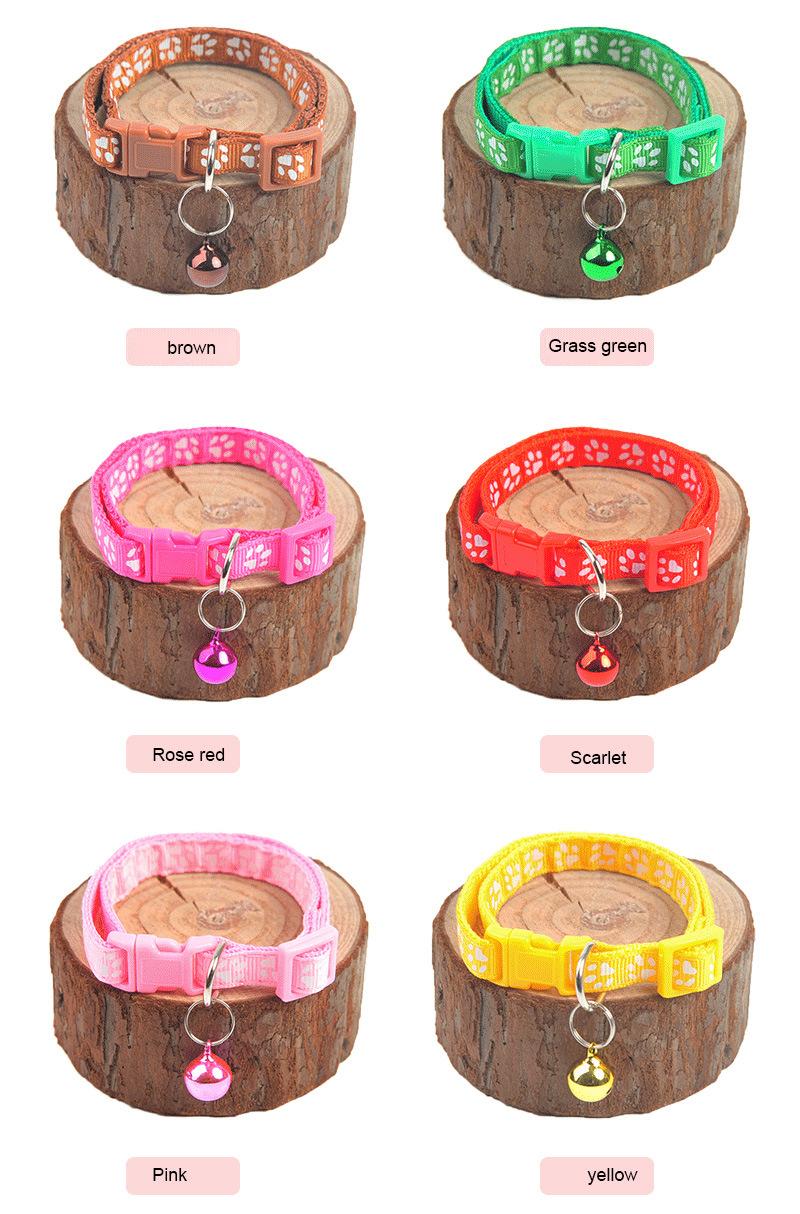 Pet Collar Cat Necklace and Cat Paw Print Adjustable Collar Bell Positioning Pet Collar