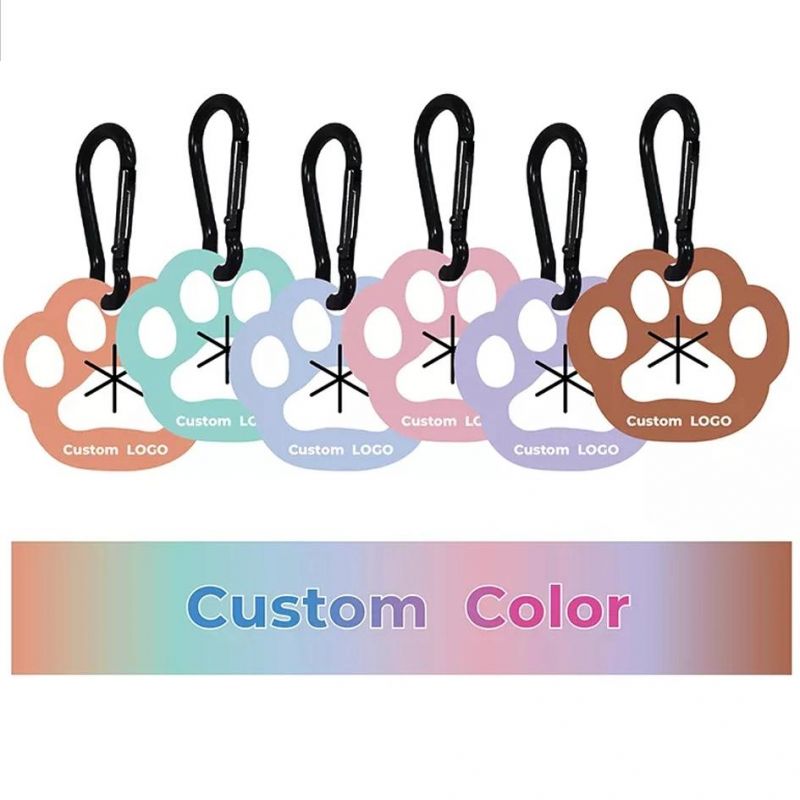 Customized Logo & Color Dog Poo Bag Holder PVC Silicone Clip Keychain Keyring, Waste Bag Carrier