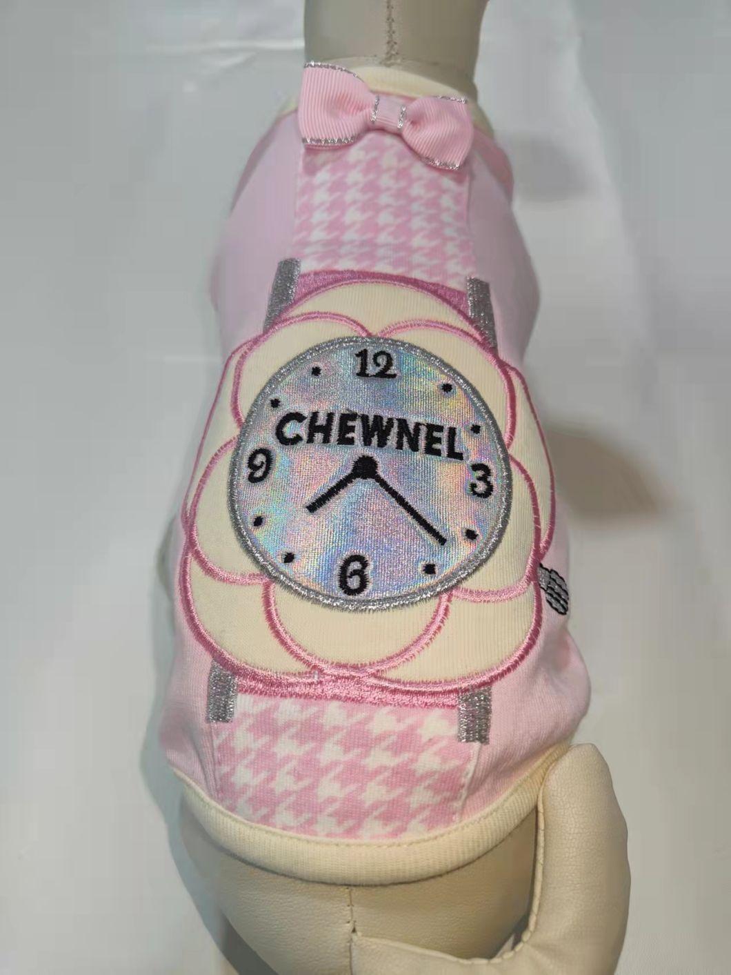 Chewnel Clock Embroidery Pet Tank Dog Shirt Pet Vest Pet Products Dog Clothes