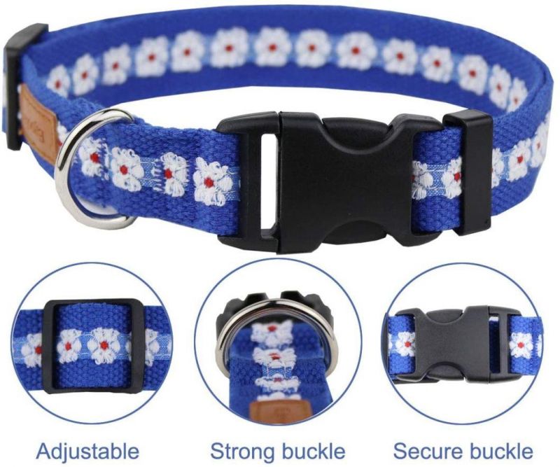 Floral Dog Collar Adjustable Flower Pattern Basic Dog Collar