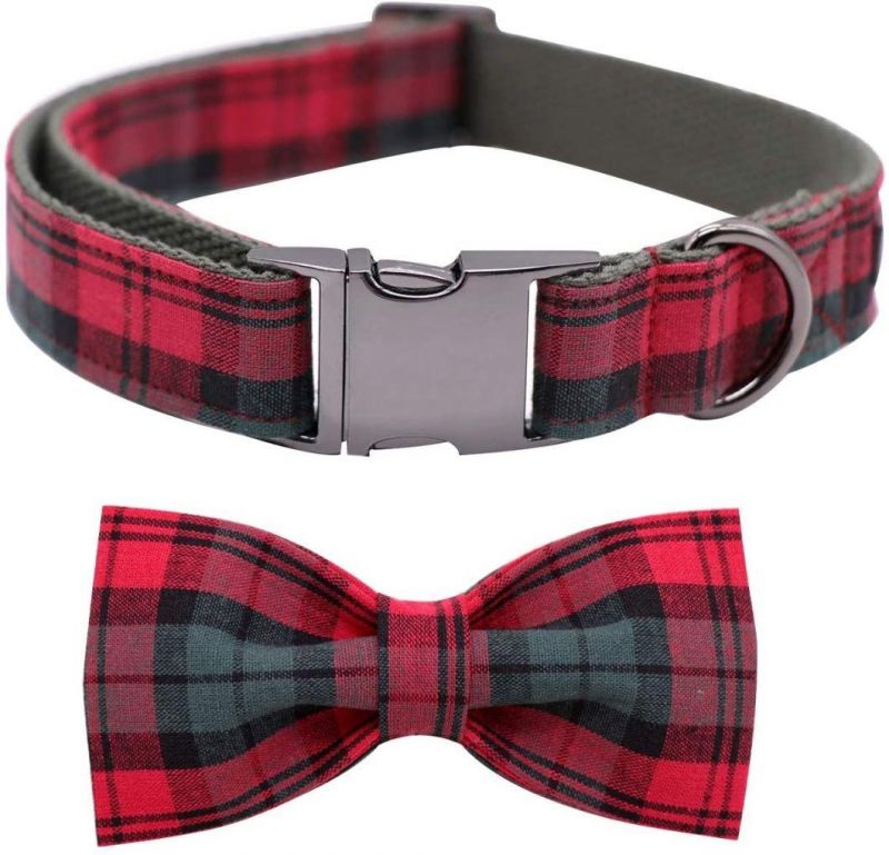 Elegant Dog Collar with Bow Cotton & Webbing Bowtie Dog Collar