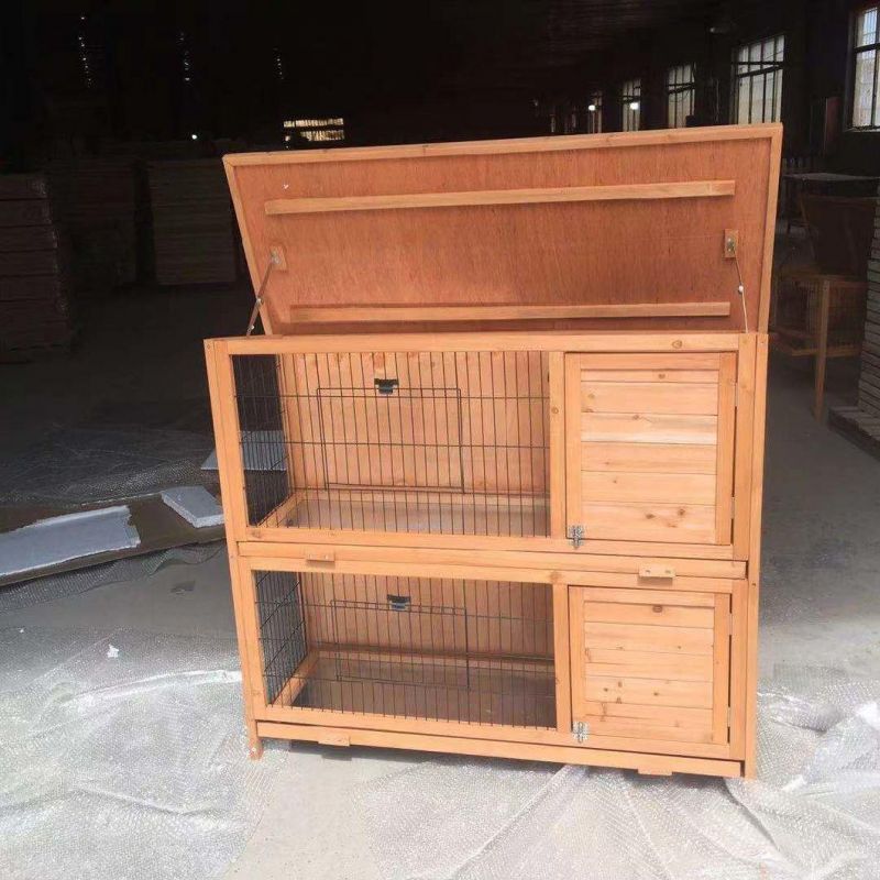 Detachable Double-Layer Solid Wood Fir Rabbit Cage Small and Medium Pet Kennel Poultry Breeding House Rabbit Hutch