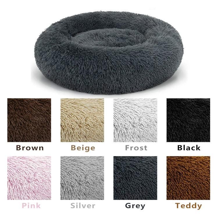Cheap Cama De Perro 40cm 120cm Custom Fur Canvas Warm Round Donut Cuddler Luxury Animal Bed Cat Cushion Pet Beds for Dog