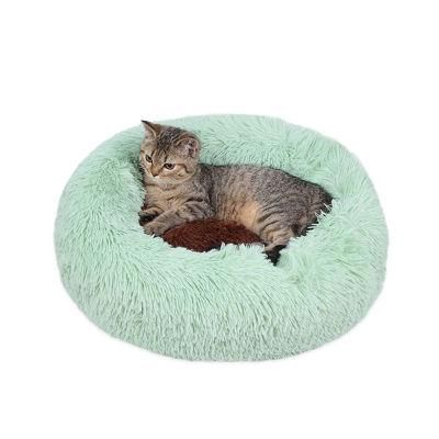 Novelty Calming Solid Donut Cave House Pet Nest Cat Beds for Homemade Cat
