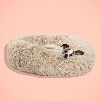 Pet Beds Cozy Fur Donut Cuddler, Self-Warming and Cozy for Improved Sleep, Washable, Multiple Sizes