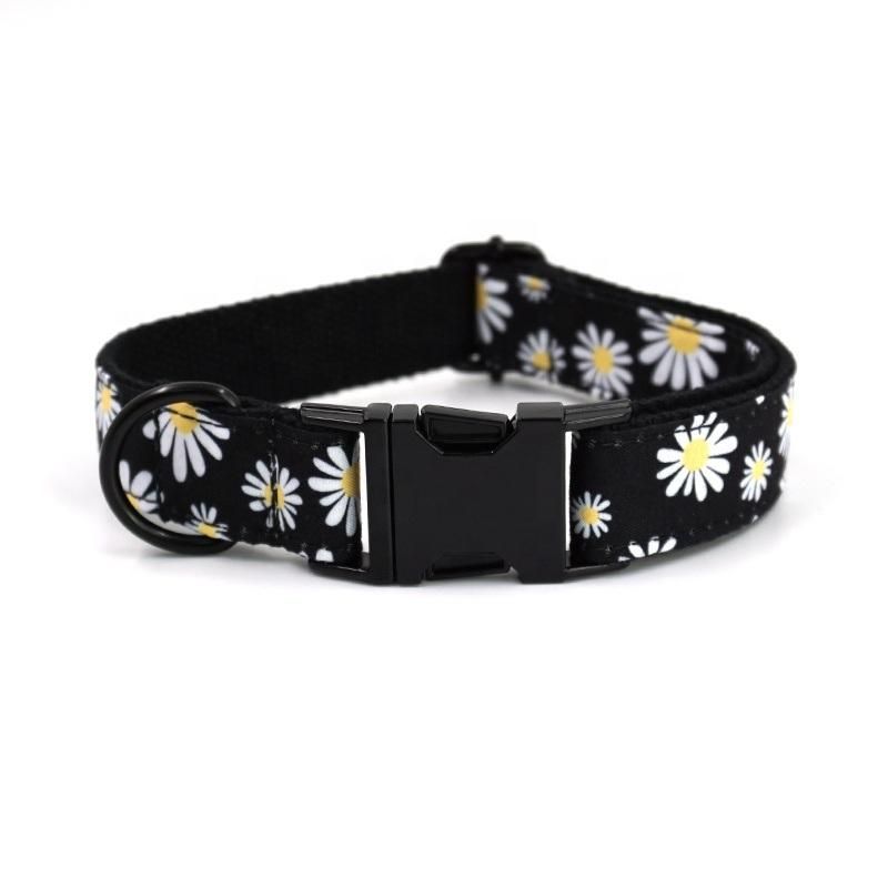 Personalized Lead New Dog Products 2020 Innovative Product Dog Collars and Leash Black Daisy Pet Bow Tie Dog Collar Flower