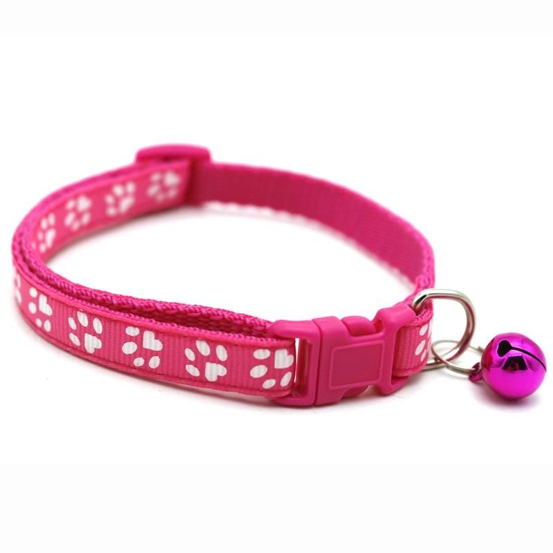 Small Dog Cute Bell Footprint Adjustable Buckle Pet Supplies Cat Collar