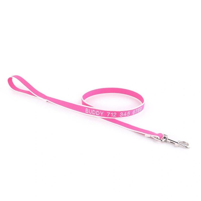 Bamboo Personalized Dog Leash Wholesale Custom Leashes Embroidered with Pet Name and Phone Number