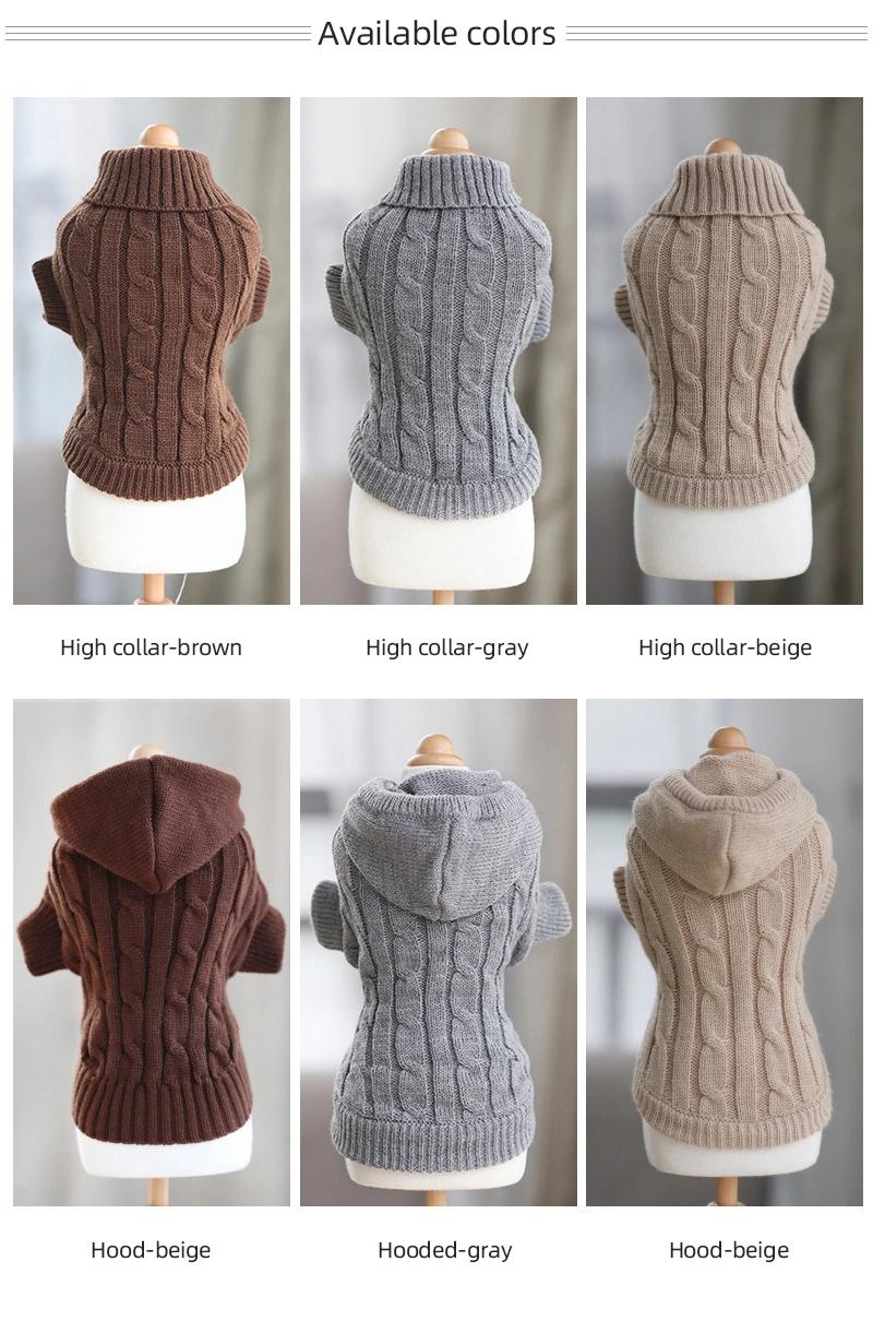 Warm Costume Knitted Braid Turtleneck Sweater Knitwear Outerwear Sweater Pet Dog Clothes for Dogs & Cats