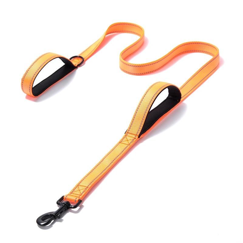 Reflective Dog Leash with Comfortable Dual Padded Handles for Control Safety Training Walking