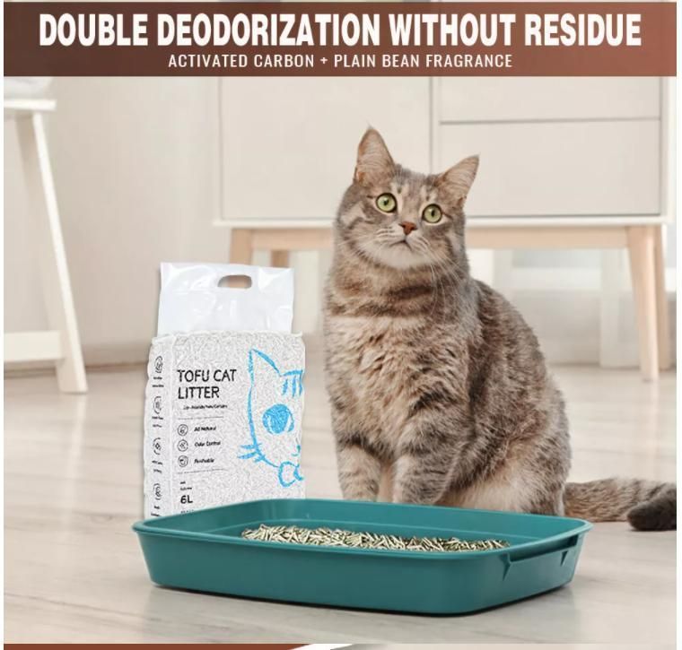 Food Grade Pet Tofu Cat Litter Soluble in Water Quickly Absorb Water Custom Flavor Bentonite Tofu Cat Litter