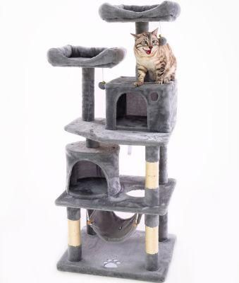 57.08 Inch Multi Storey Cat Tree with Comfortable Shelter and Stable Cat Tower