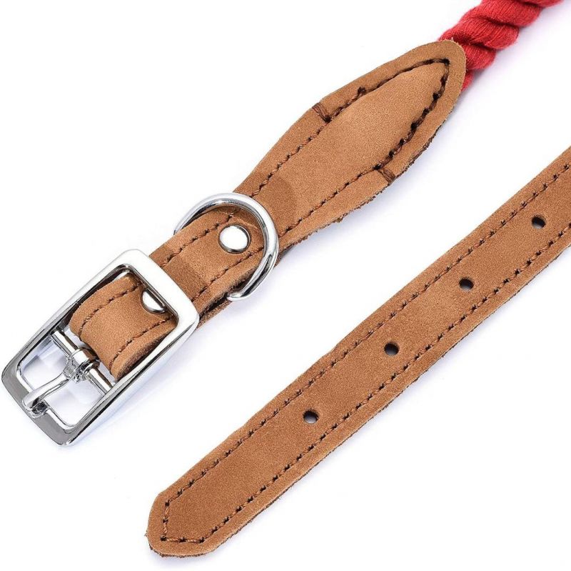 Cotton Rope Dog Collar Stainless Steel Pin Buckle Ring Dog Collar