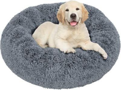 Calming Bed for Dogs &amp; Cats, Comfy Cat Bed Plush Donut Dog Bed Wholesale Pet Bed