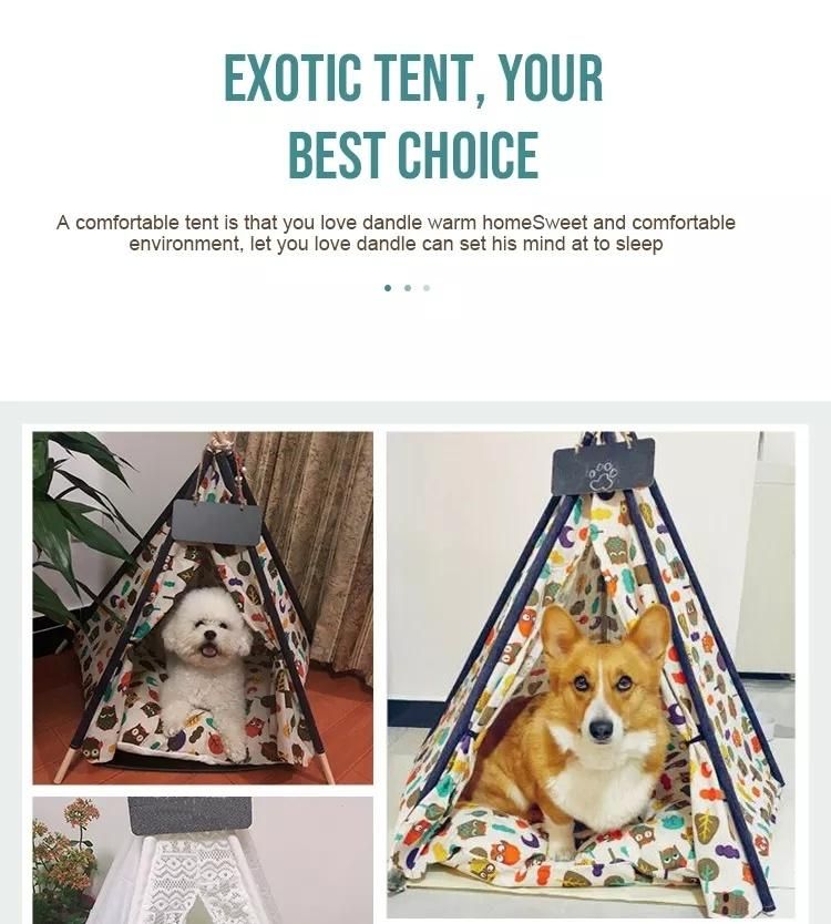 High Quality Dog Teepee Pets Dog Teepee Tent Canvas Cat Bed Portable Dog Teepee Tents