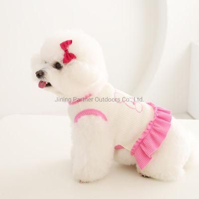 New Factory Wholesale Cotton Spring Summer Pink Cute Embroidery Pet Clothing Dog Clothes