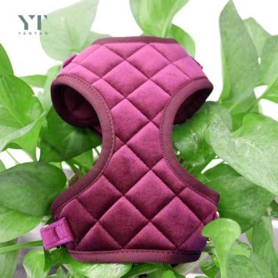 Luxury High Quality Soft Grid Velvet Fabric Mesh Padded Small Adjustable Dog Harness Pet Harness
