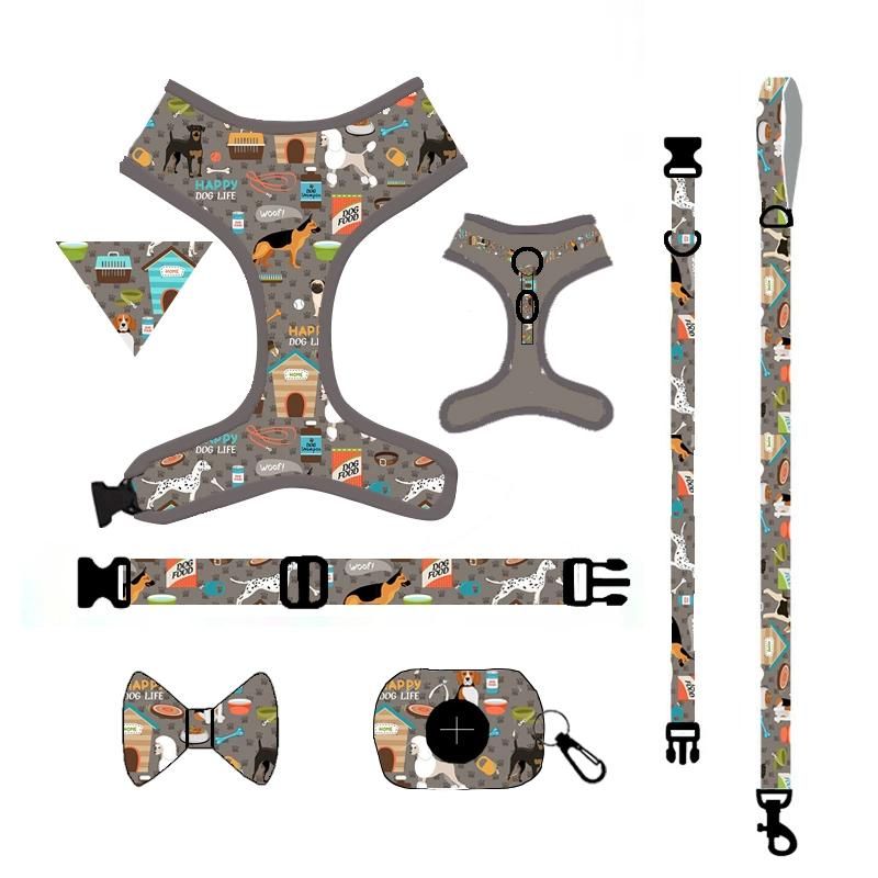 Sublimation Dog Supplies Ajustable Dog Harness and Leash Set Training Pets Accesories Print Pet Accessories Pet Toys