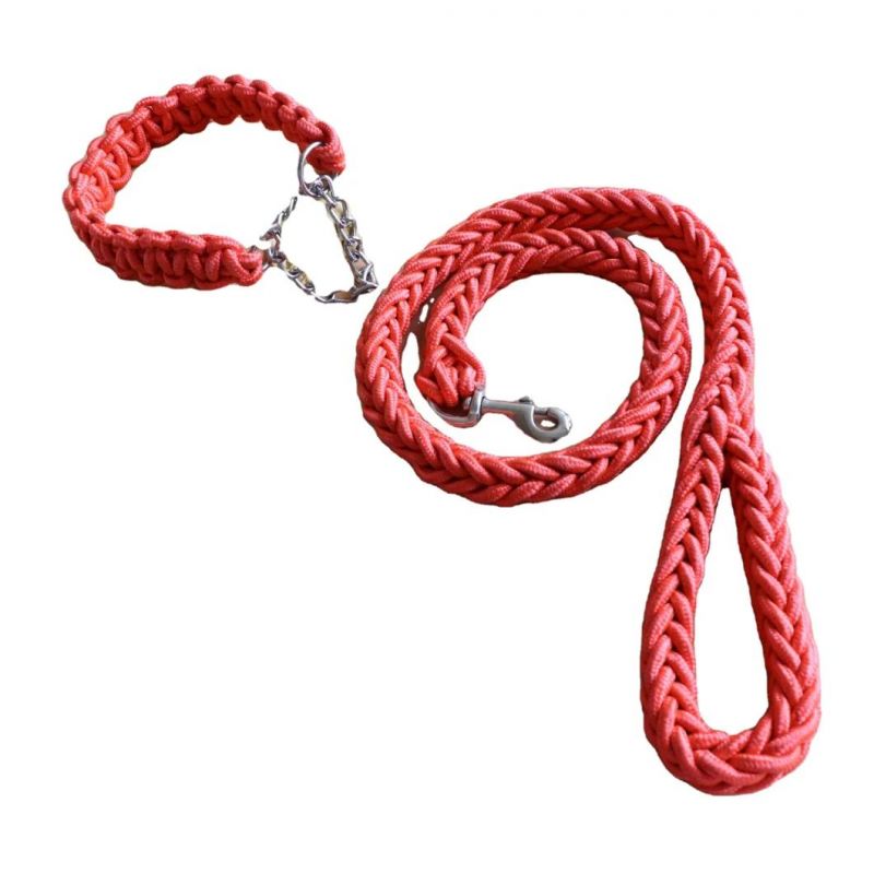 Amazon Hot Style Dog Nylon Eight-Strand Weave Rope Pet Leash for Large Dog No Pull Collar Leash Set