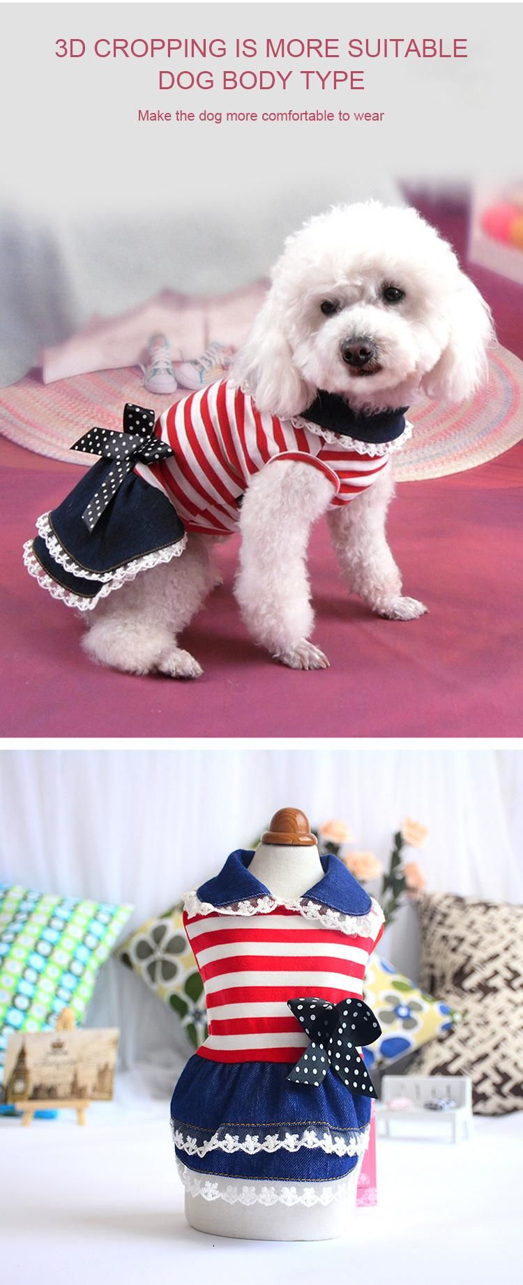 Source Manufacturers Hot Sale New Arrival Dog Skirt Sweet Puppy Denim Princess Dress Dog Clothes