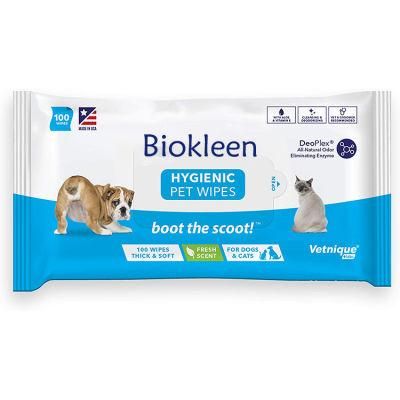 Biokleen Portable Biodegradable Pet Teeth Wipe Disposable Natural Non-Woven Pet Wipes for Pets