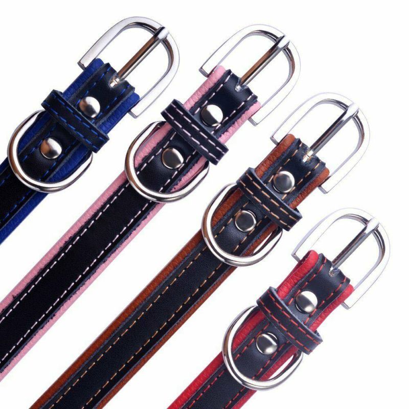 High Quality Engraved Name Leather Dog Collar Custom Pet Cat