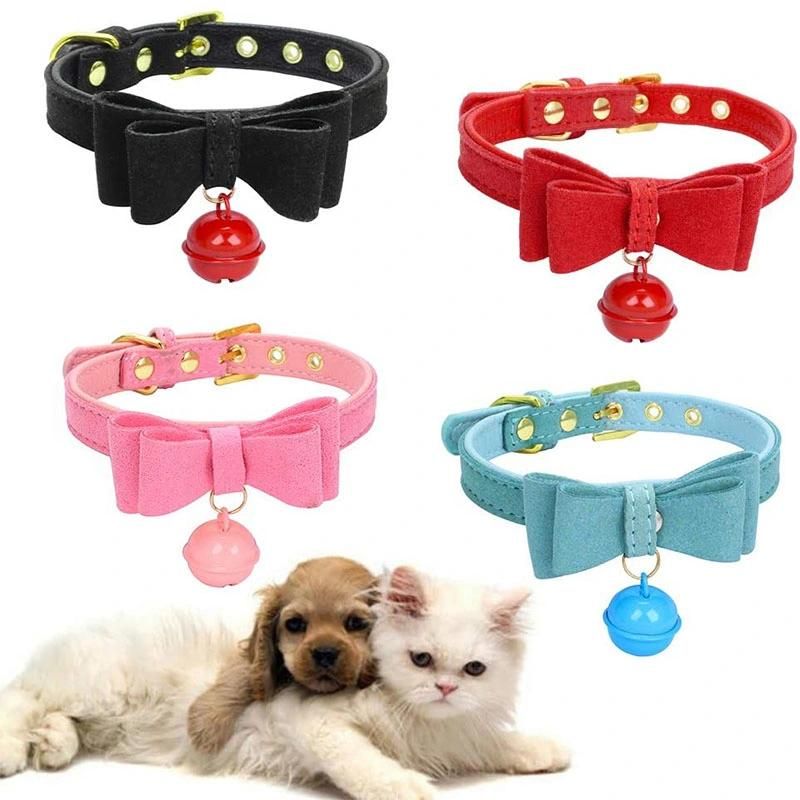 Cat&Dog Collar with Bow Tie Adjustable Pet Collar with Metal Buckle