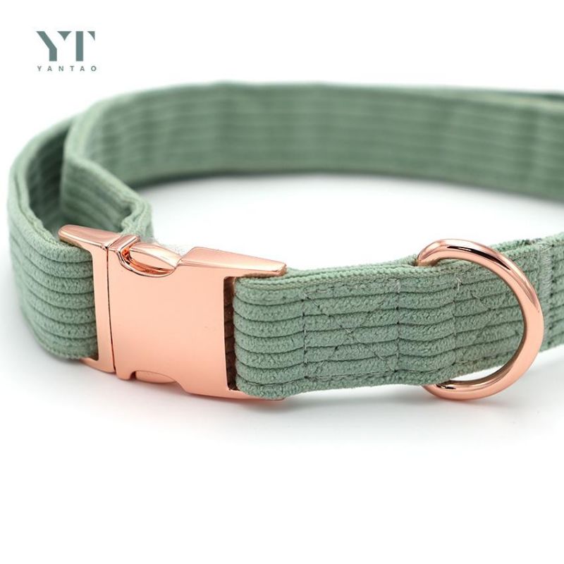 Custom Hot Sale Luxury Corduroy Pet Collar Heavy Dog Lead Dog Harness