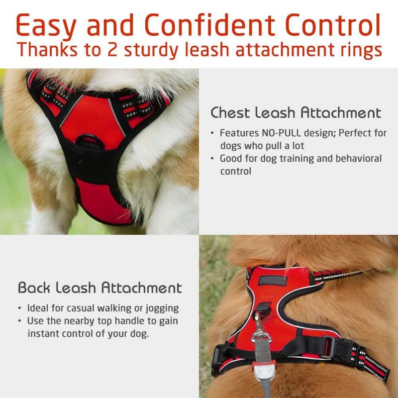 Air Padded Mesh Dog Harness for Safety Night Walking with Sturdy Top Handle