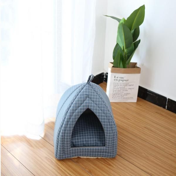 Indoor Nest Warm Breathable Firm Durable 2 in 1 Foldable Comfortable Triangle Semi-Closed Pet Tent Soft Cat Bed Cave