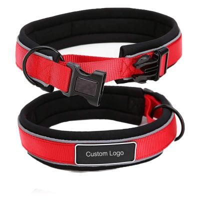 Reflective Nylon Dog Collar Adjustable Neoprene Padded Dog Collar