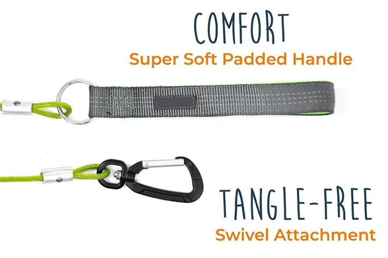 Chew-Proof Dog Leash Customized Feet Cable Lead with Padded Handle