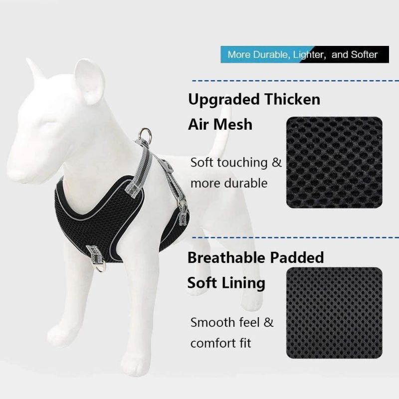 Soft Padded Thicken Air Mesh Dog Harnesses with Handle Leashes