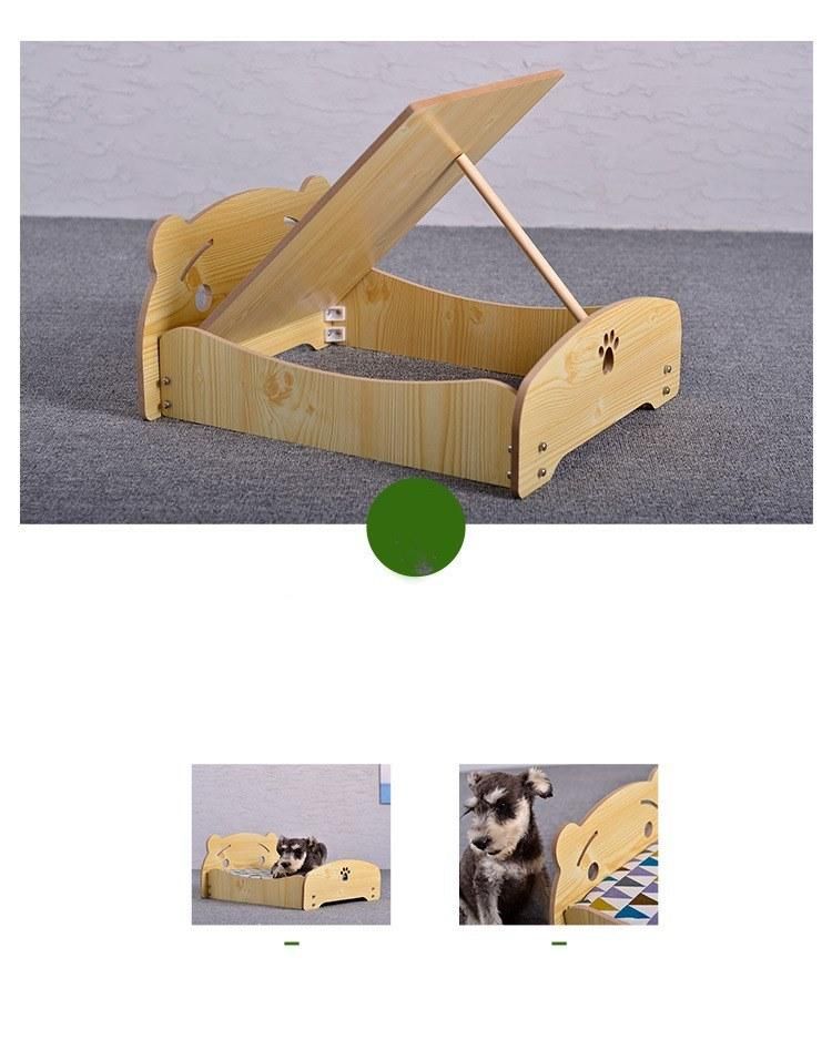 Pet Cat Dog Nest with Mattress Wood House