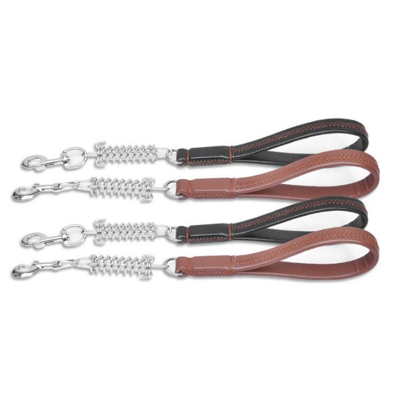 Full Grain Leather Short Bungee Buffer Large Dog Leash