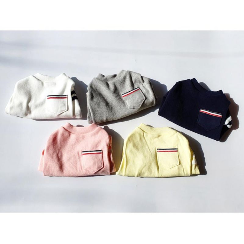 Fashion Pet T-Shirt Dog Clothing Plain Color Striped Sleeves Simple Pocket Pet Clothing