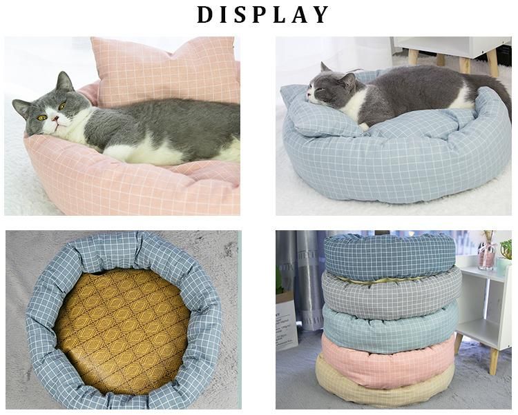 Simple Cotton and Linen Egg Tarts Cat Litter Feel Delicate Round Nest Four Seasons Can Be Washed Type Pet Litter Pet Supplies Bed