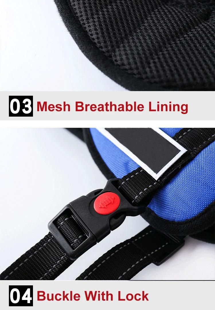 High Quality Adjustable Big Reflective No Pull Pet Dog Harness with Handle Collar