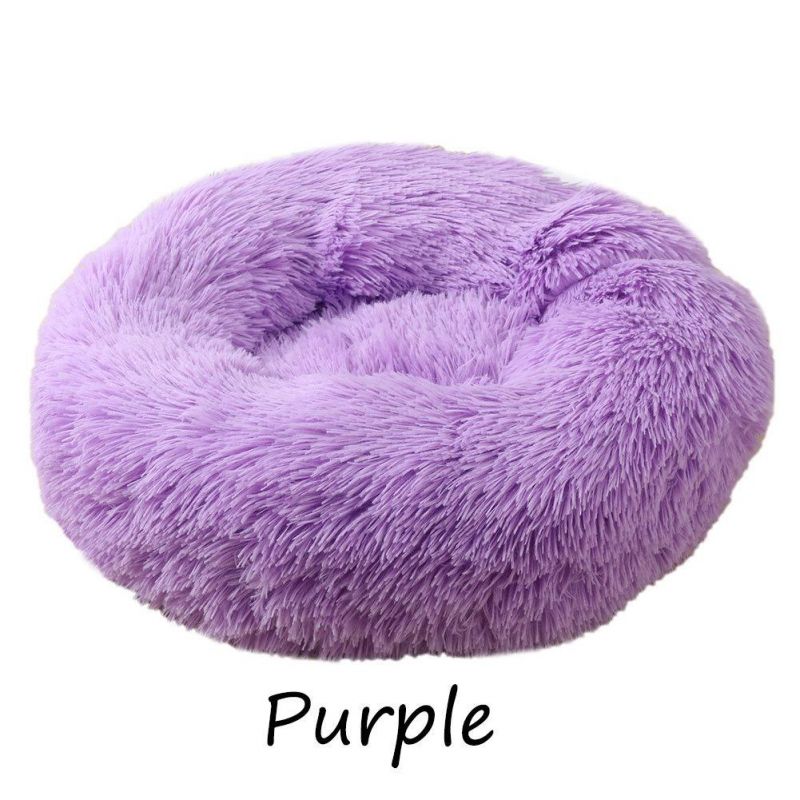 Wholesale Large Plus Pet Bed Fluffy Faux Fur Polyester Fiber Removable Cover Round Cozy Donut Dog Bed