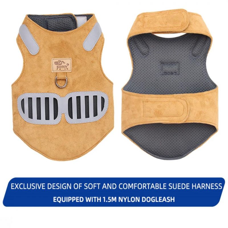 Soft Suede Reflective Breathable Dog Harness Set