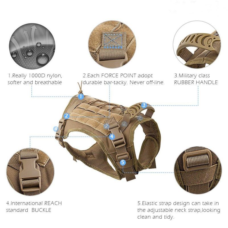 Tactical Dog Vest Training Molle Harness Dog Backpack Pet Tactical Gear