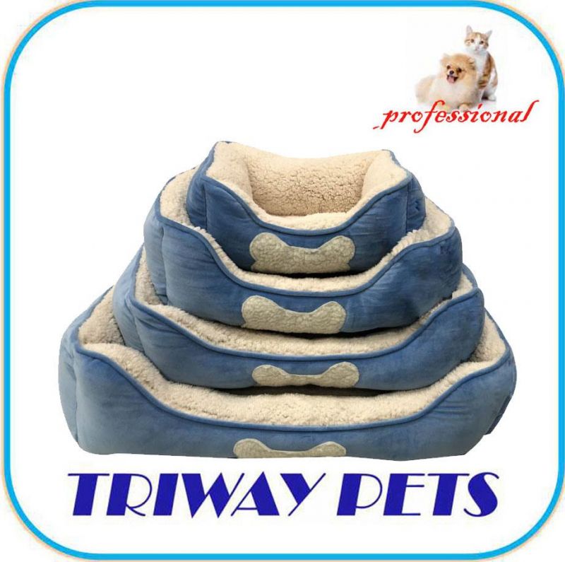 Embroidered Super Soft Terry Piped Pet Bed